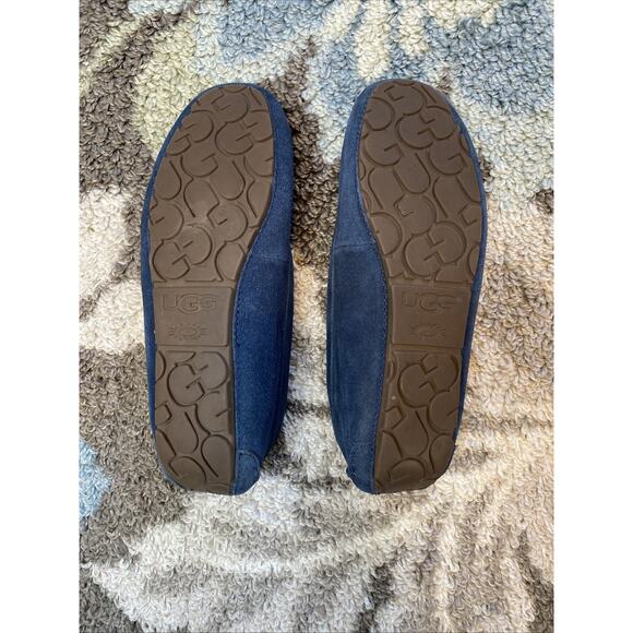UGG Slippers Womens Size 8 Lizzy Moccasin Navy Blue Suede Slip On Driving Shoes - Picture 6 of 10